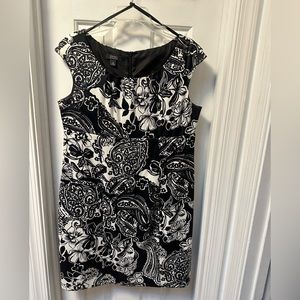 Black and white flora cocktail dress